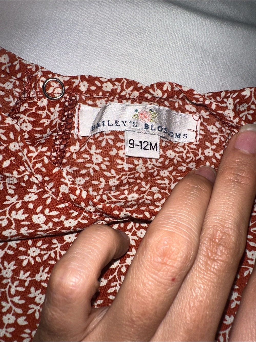 Rust Floral Baby Romper - White Print - Picture 2 of 8
